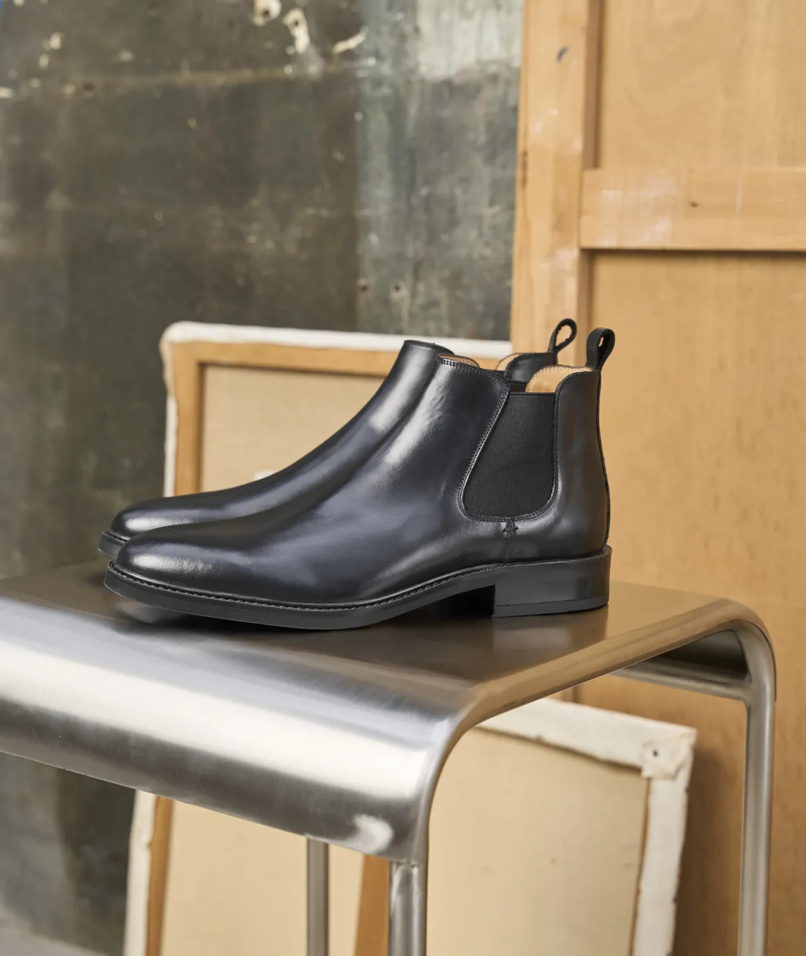 Homme Paire et Fils Bottines-Bottine chelsea homme en cuir noir