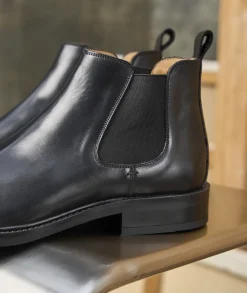 Homme Paire et Fils Bottines-Bottine chelsea homme en cuir noir