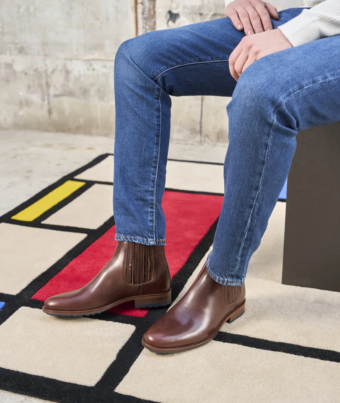 Homme Paire et Fils Bottines-Bottine western en cuir
