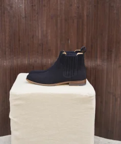 Homme Paire et Fils Bottines-Bottine western en daim bleu marine