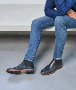 Homme Paire et Fils Bottines-Bottines chelsea à crampons en cuir noir