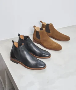 Homme Paire et Fils Bottines-Bottines chelsea à crampons en cuir noir