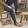 Homme Paire et Fils Bottines-Bottines chelsea en cuir patiné cognac
