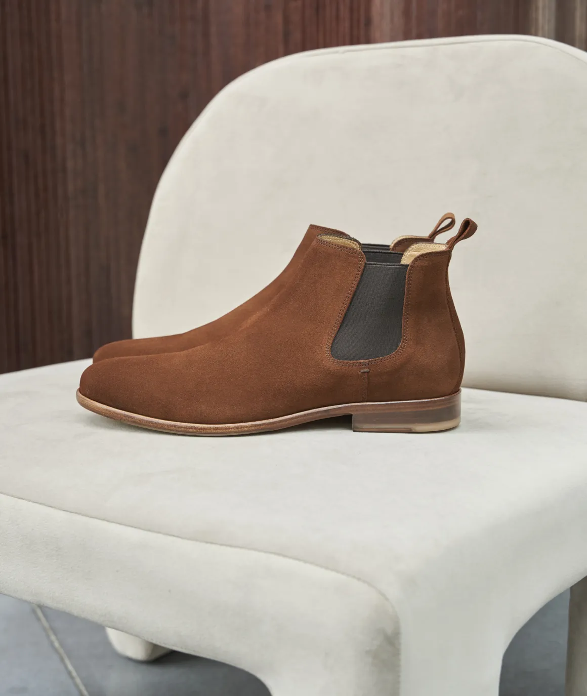 Homme Paire et Fils Bottines-Bottines chelsea en daim marron