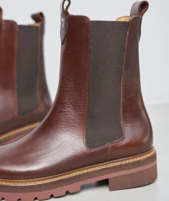 Femme Paire et Fils Boots-BOTTINES CHELSEA FEMME CUIR MARRON