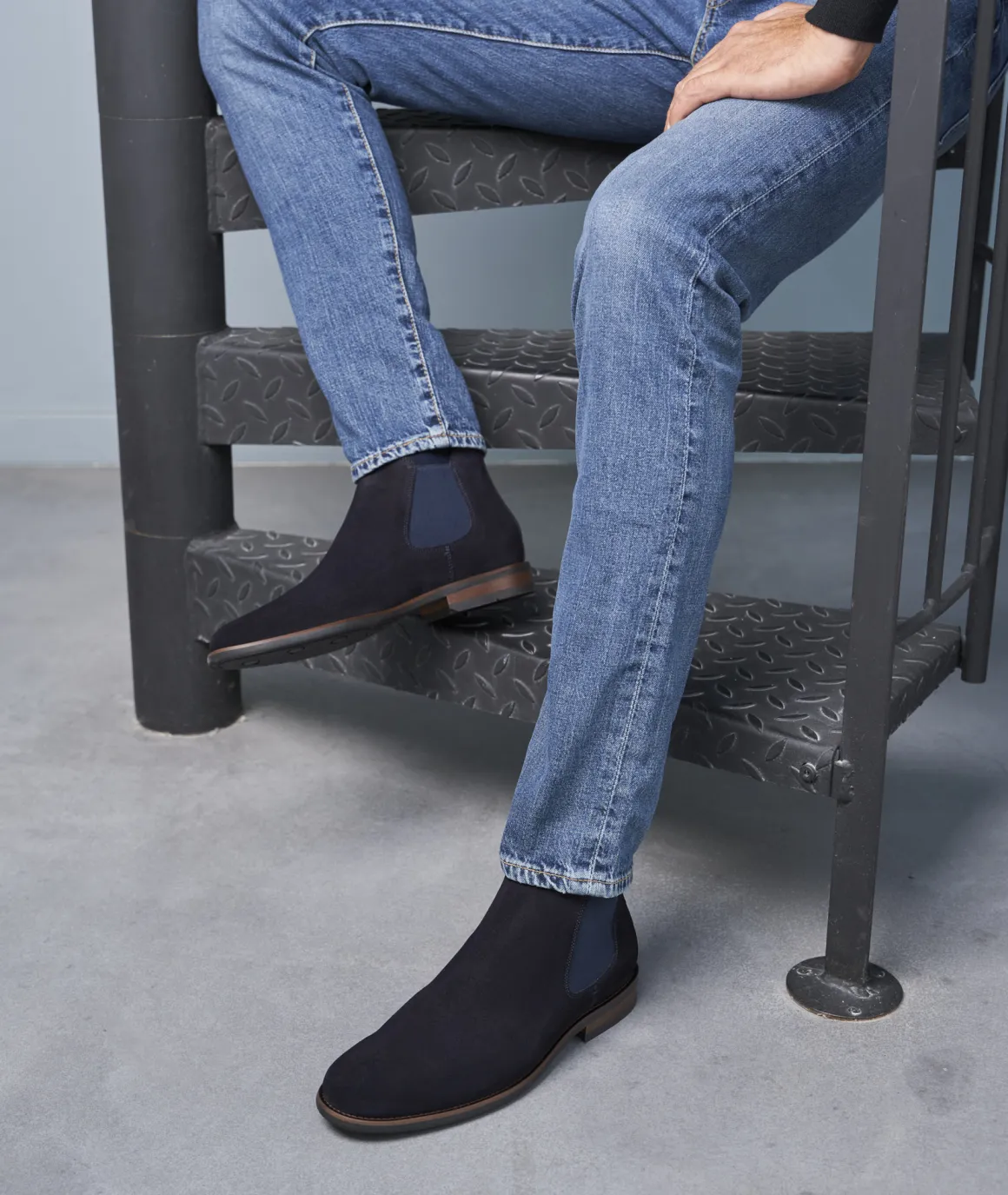 Homme Paire et Fils Bottines-Bottines chelsea homme en daim bleu nuit