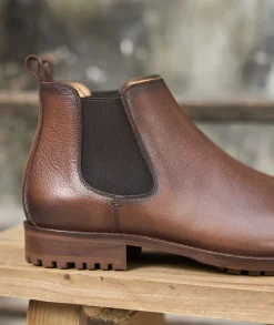 Homme Paire et Fils Bottines-Bottines chelsea homme en cuir marron grainé