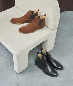 Homme Paire et Fils Bottines-Bottines chelsea homme en daim bleu nuit