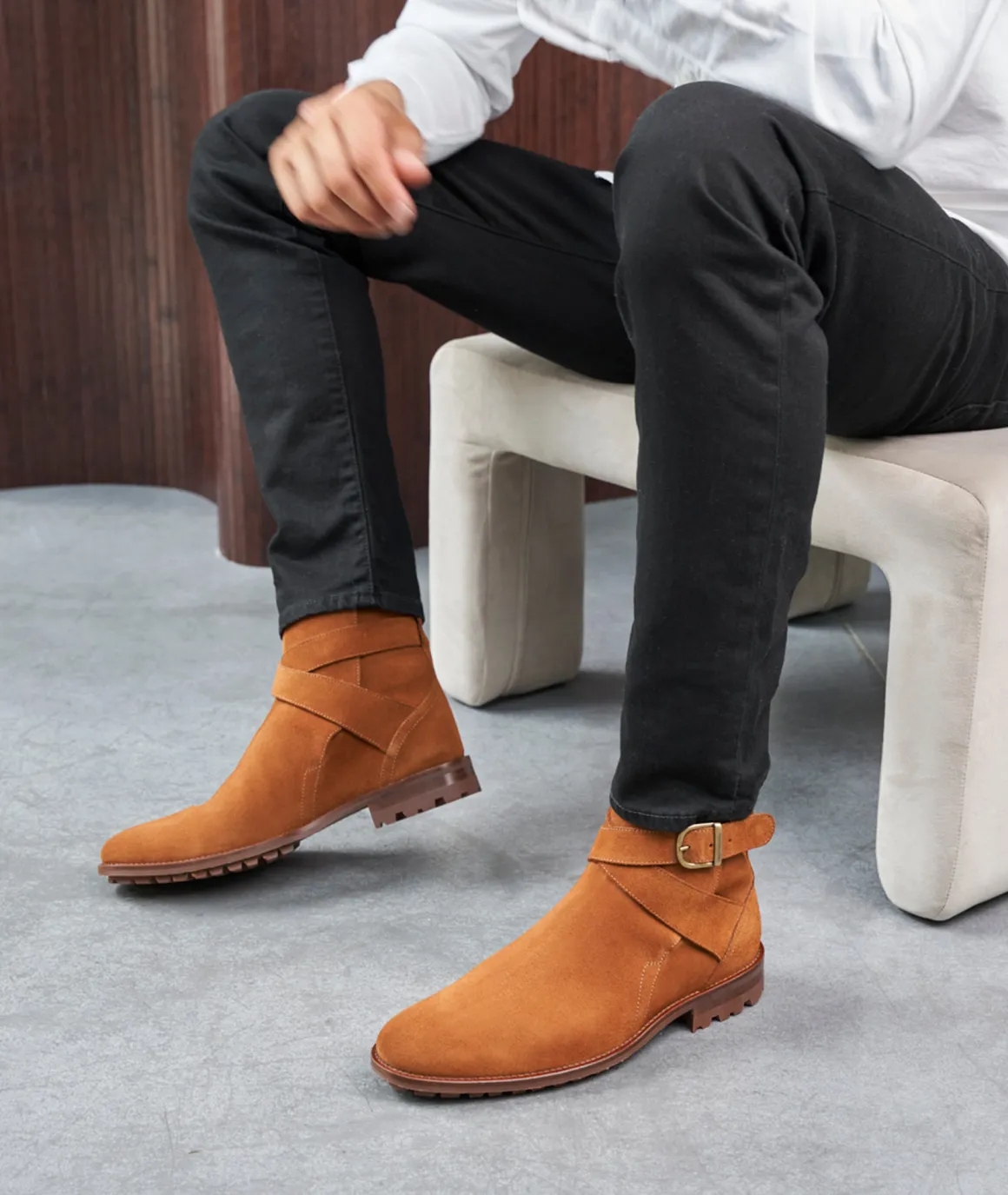 Homme Paire et Fils Bottines-Bottines Jodhpur en daim