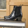 Femme Paire et Fils Boots-Bottines western en cuir noir vernis