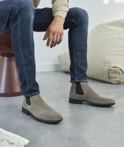 Homme Paire et Fils Bottines-Chelsea boots commando en daim
