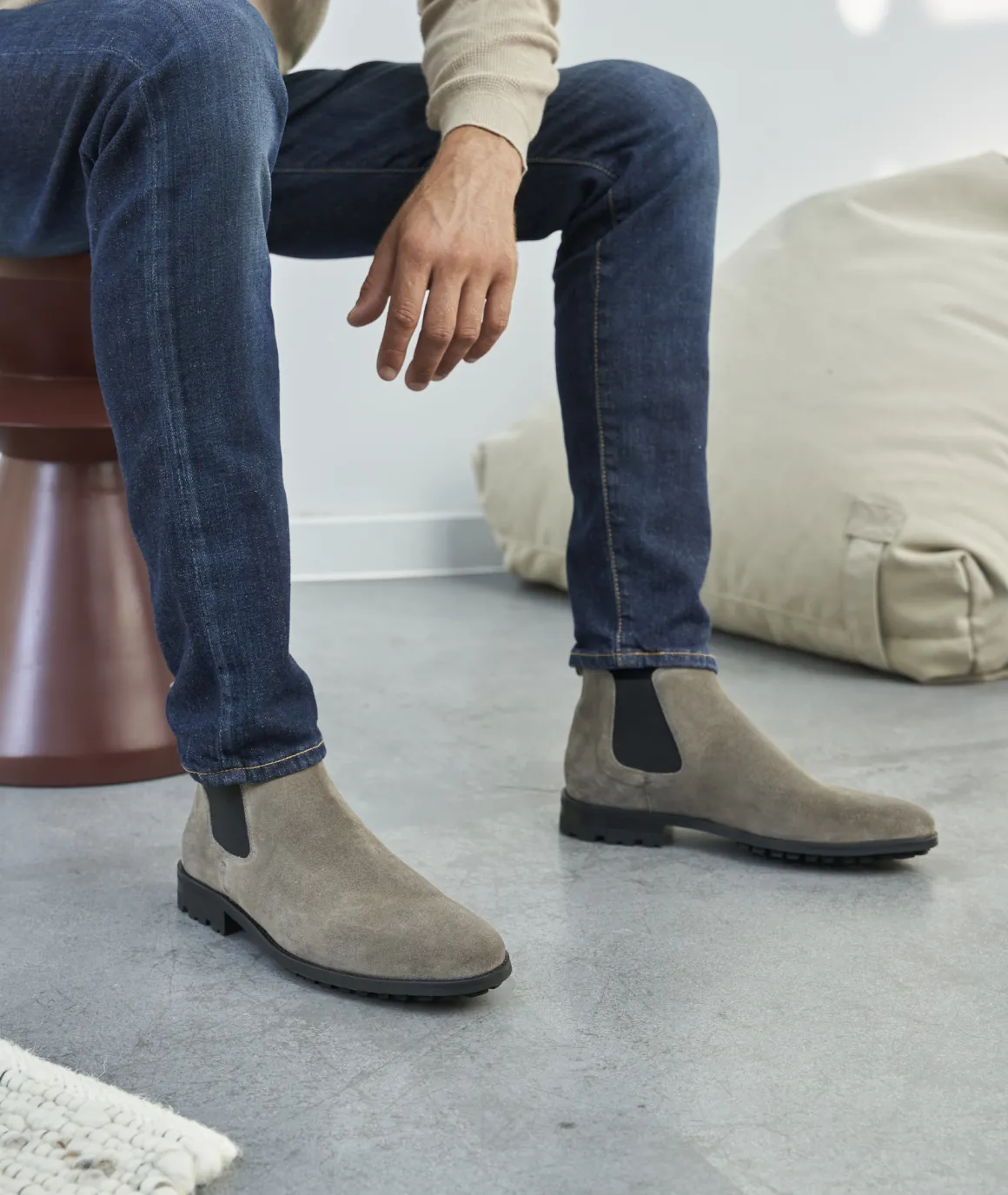 Homme Paire et Fils Bottines-Chelsea boots commando en daim