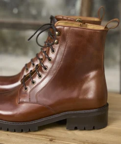 Femme Paire et Fils Boots-combat boots cuir