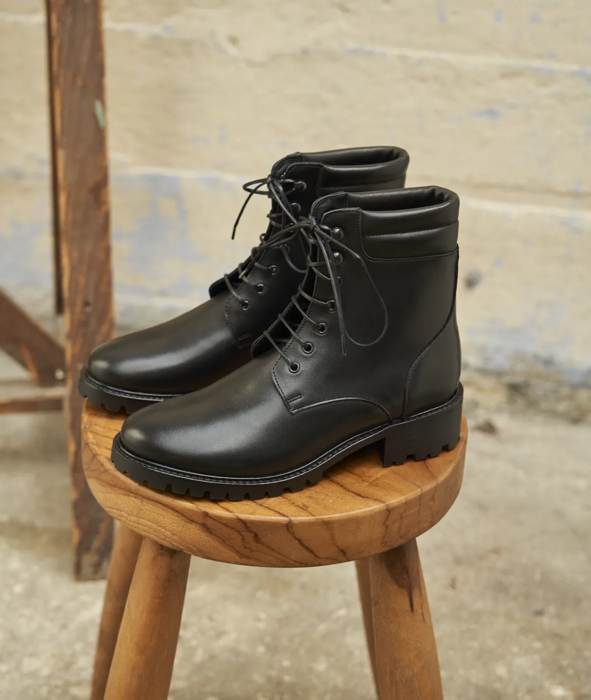 Femme Paire et Fils Boots-Combat boots en cuir