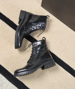 Femme Paire et Fils Boots-Combat boots en cuir noir