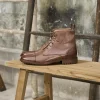 Homme Paire et Fils Combat Boots Homme-COMBAT BOOTS EN CUIR patiné cognac