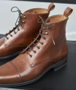 Homme Paire et Fils Combat Boots Homme-COMBAT BOOTS EN CUIR patiné bourbon