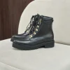 Femme Paire et Fils Boots-COMBAT BOOTS FEMME EN CUIR NOIR