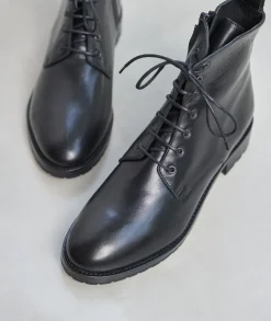 Femme Paire et Fils Boots-Combat boots femme en cuir noir