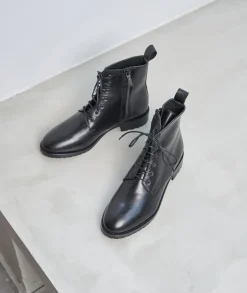 Femme Paire et Fils Boots-Combat boots femme en cuir noir