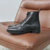 Homme Paire et Fils Combat Boots Homme-Combat boots homme en cuir noir