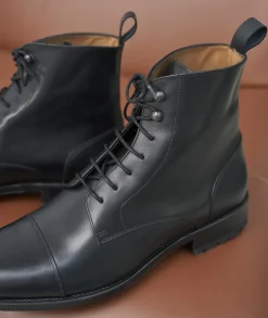 Homme Paire et Fils Combat Boots Homme-Combat boots homme en cuir noir