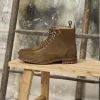Homme Paire et Fils Combat Boots Homme-Combat boots homme en daim feuilles mortes