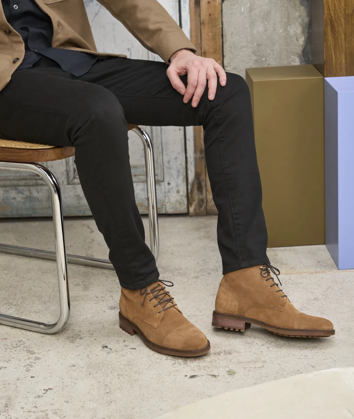 Homme Paire et Fils Combat Boots Homme-Combat boots homme en daim