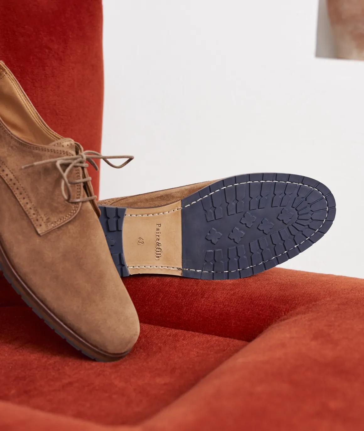 Homme Paire et Fils Derbies Et Richelieu-Derbies à crampons en daim marron coco