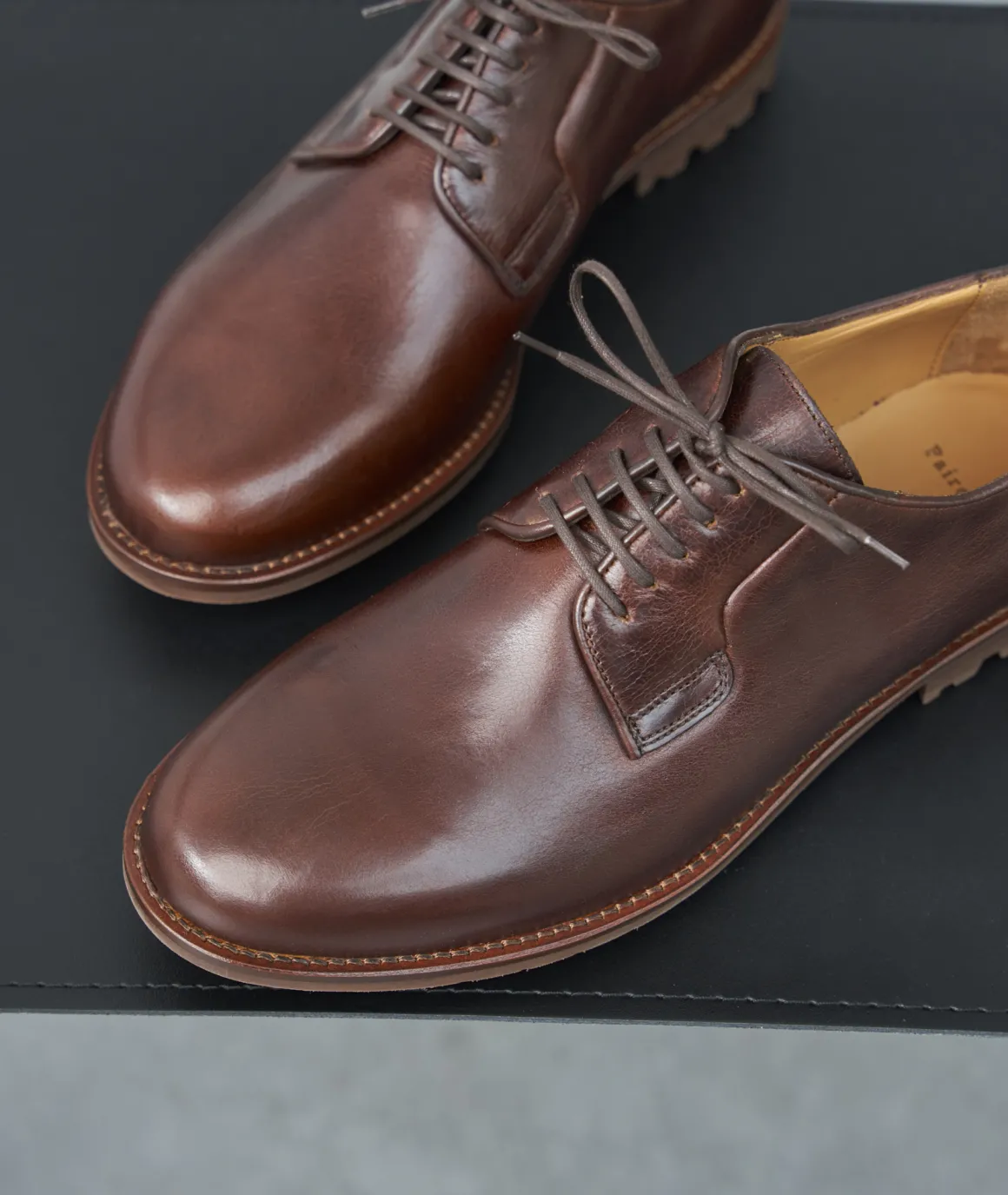 Homme Paire et Fils Derbies Et Richelieu-DERBIES HOMME EN CUIR PATINÉ MARRON