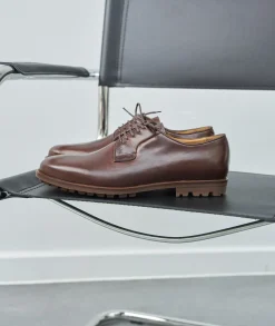 Homme Paire et Fils Derbies Et Richelieu-DERBIES HOMME EN CUIR PATINÉ MARRON