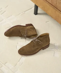Homme Paire et Fils Desert Boots-Desert boots daim feuilles mortes