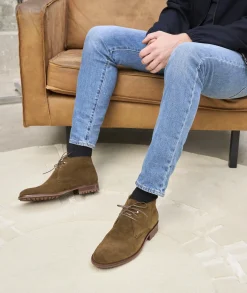 Homme Paire et Fils Desert Boots-Desert boots daim feuilles mortes