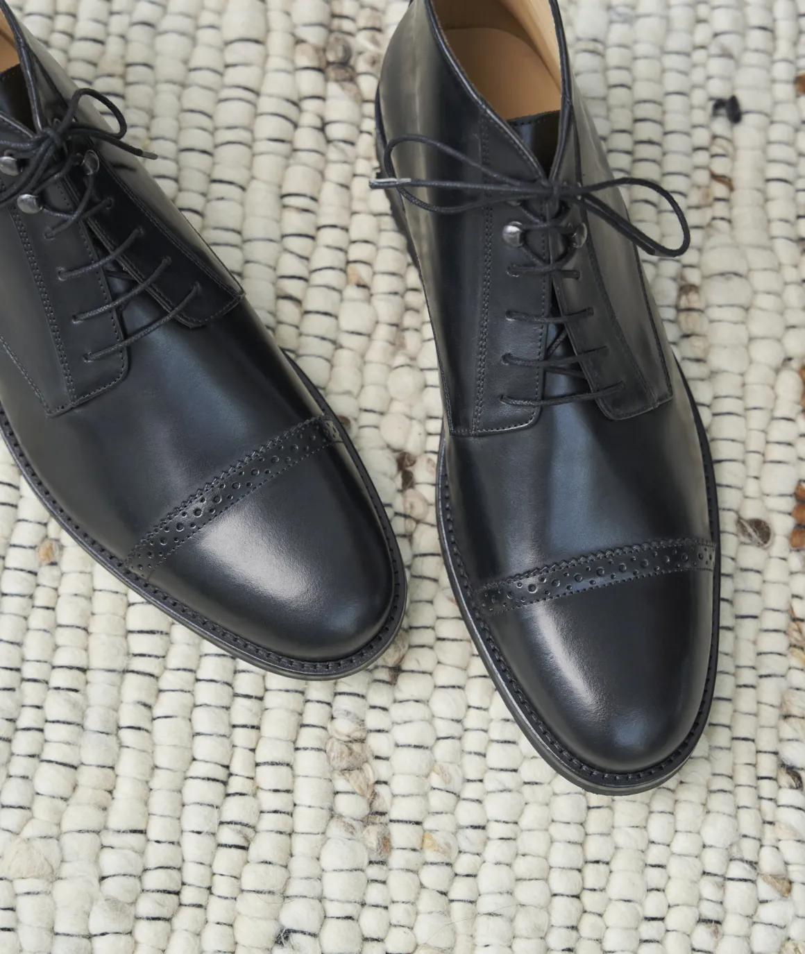 Homme Paire et Fils Desert Boots-Desert boots en cuir noir