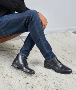 Homme Paire et Fils Desert Boots-Desert boots en cuir noir