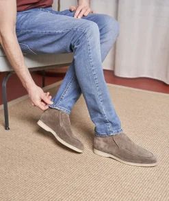 Homme Paire et Fils Desert Boots-Desert boots en daim gris ardoise