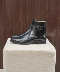 Homme Paire et Fils Bottines-Jodhpur en cuir lisse noir