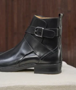 Homme Paire et Fils Bottines-Jodhpur en cuir lisse noir