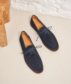 Homme Paire et Fils Mocassins-Mocassin bateau en daim marine
