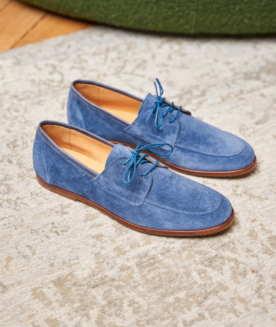 Homme Paire et Fils Mocassins-Mocassin bateau en daim bleu roi