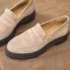 Femme Paire et Fils Mocassins Et Derbies-MOCASSIN CRANTÉ FEMME EN DAIM taupe