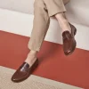 Homme Paire et Fils Mocassins-Mocassin en cuir patiné marron