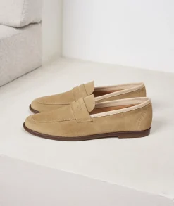 Homme Paire et Fils Mocassins-Mocassin en daim beige