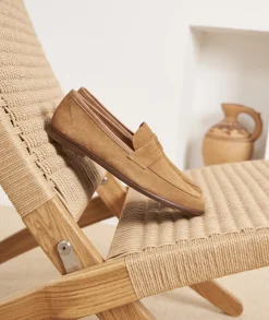 Homme Paire et Fils Mocassins-Mocassin en daim beige