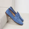 Homme Paire et Fils Mocassins-Mocassin en daim bleu azur