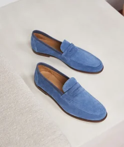 Homme Paire et Fils Mocassins-Mocassin en daim bleu azur