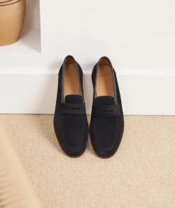 Homme Paire et Fils Mocassins-Mocassin en daim bleu marine