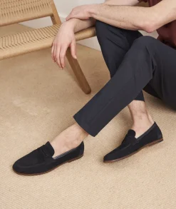 Homme Paire et Fils Mocassins-Mocassin en daim bleu marine