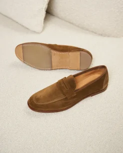 Homme Paire et Fils Mocassins-Mocassin en daim feuilles mortes