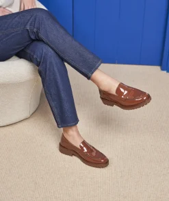 Femme Paire et Fils Mocassins Et Derbies-Mocassin femme en cuir cognac verni